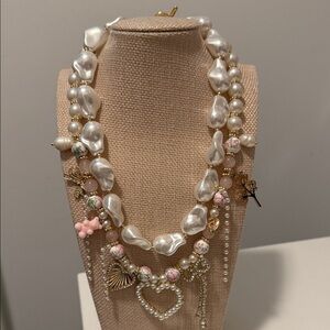 Romantic custom made Pearl and Pink Beaded Necklace